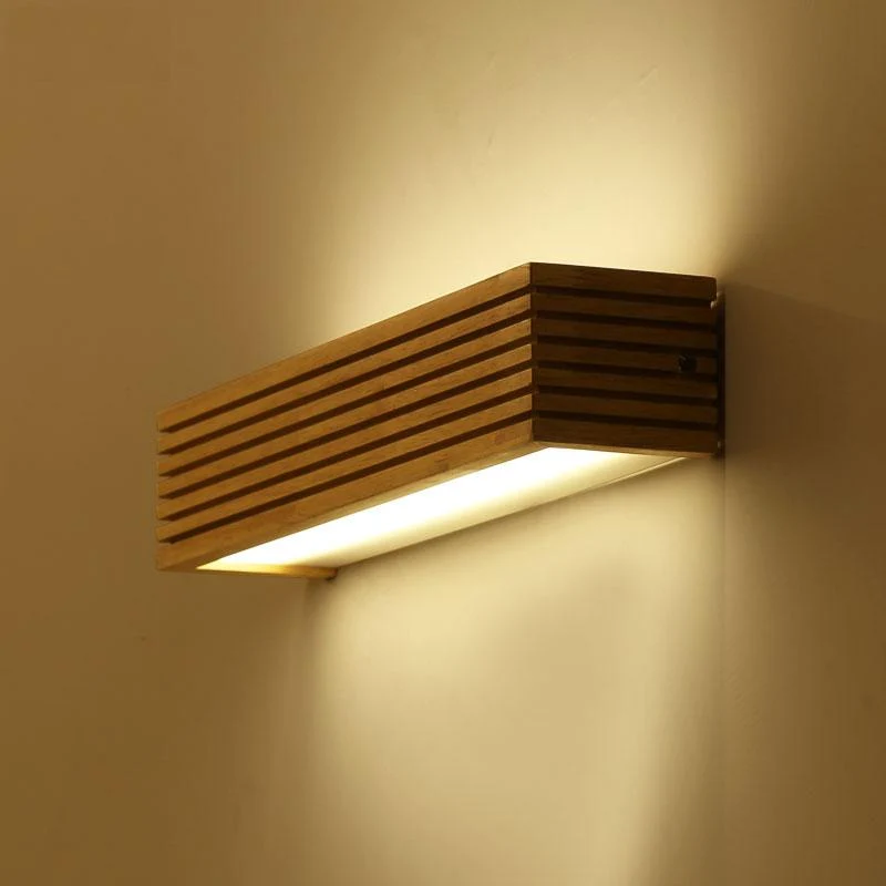 Statuto Modern Nordic Wooden Wall Lamp, 18 Inch LED Light