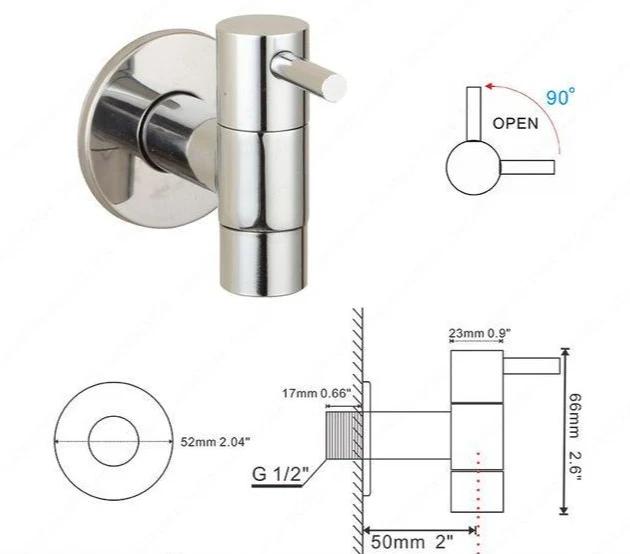 Torneira de Parede para Banheiro Linus Chrome com Alavanca Única