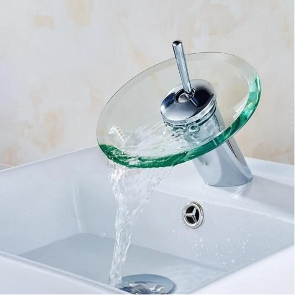 Cascada badeværelsesarmatur med vandfald i glas, kobberlegeme og keramisk ventil