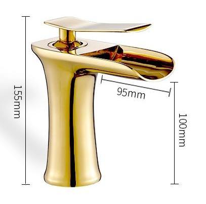 Rubinetto monocomando per lavabo a cascata in ottone con finitura cromata