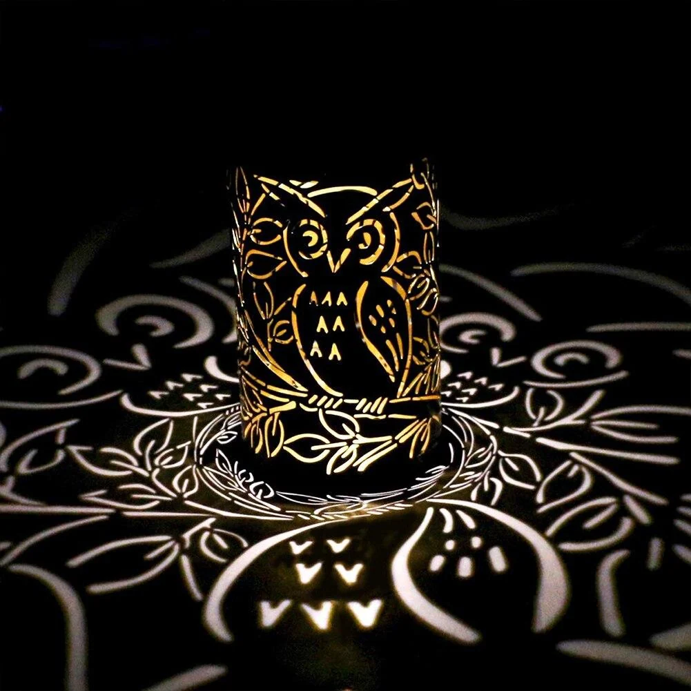 Omar Owl Shadow Cast Lantern in Iron and Plastic