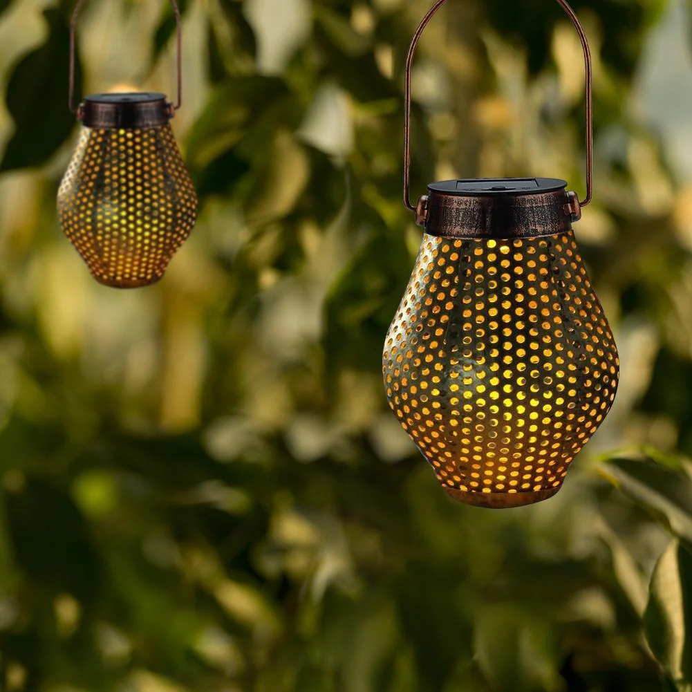 Zaid Solar Outdoor Shadow Cast Lantern in Iron and Plastic