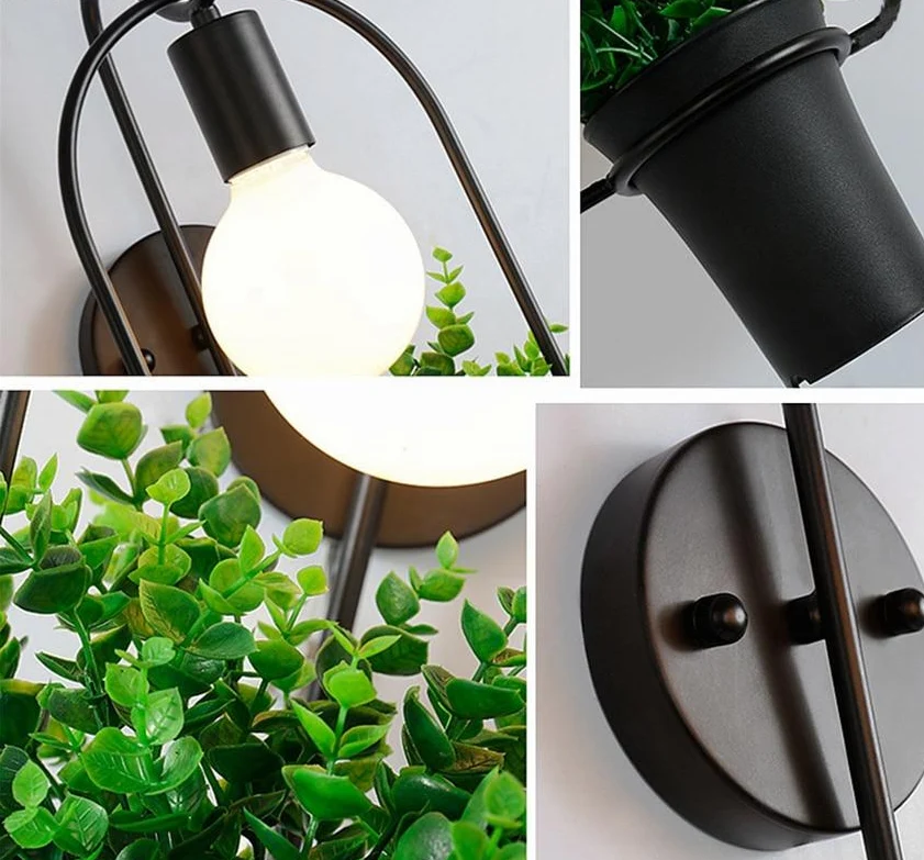 Brielle Modern Nordic Planter Wall Lamp in Painted Iron