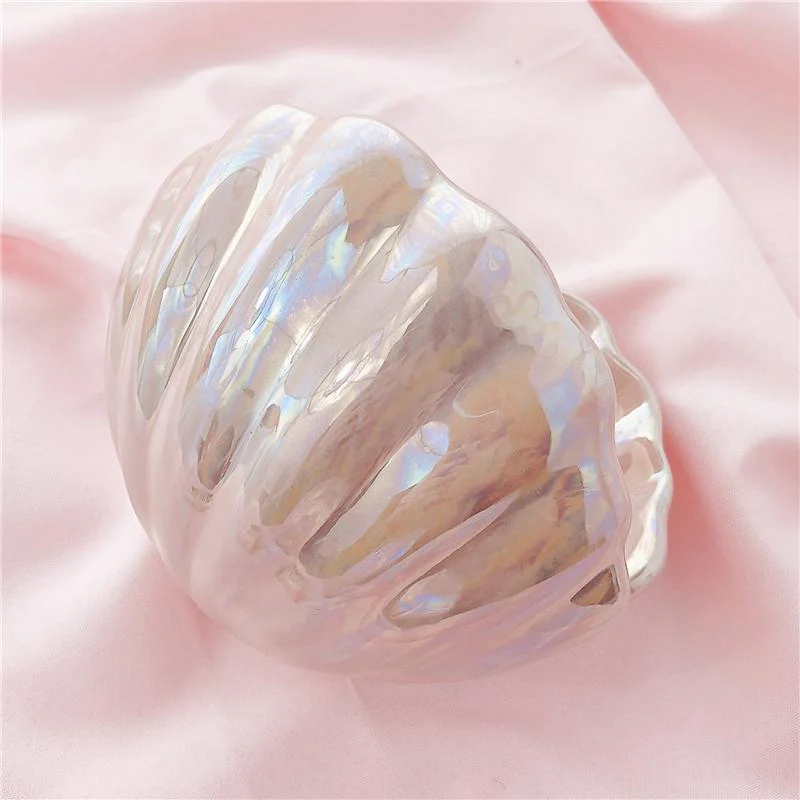 Sirenita Pearl and Shell Desk Lamp, Hand Painted Ceramic Light