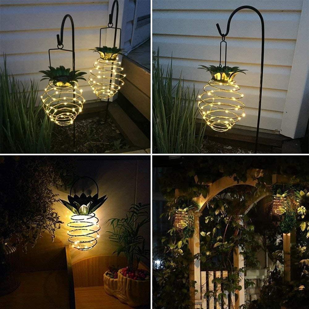 Suspension lumineuse LED ananas avec ampoules blanc chaud pour le jardin