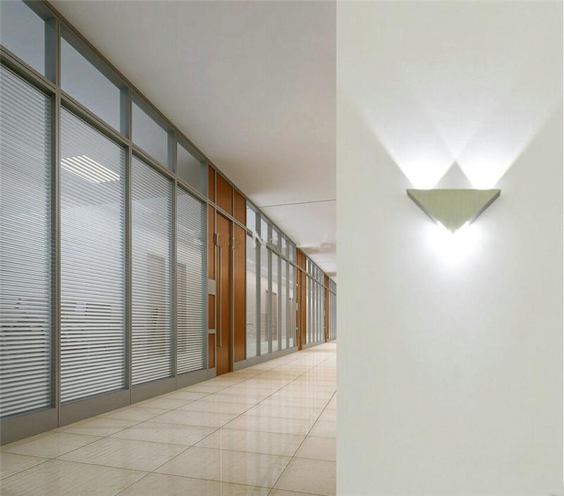 Modern LED Triangle Wall Lamp Made from Aluminum Iron and Crystal