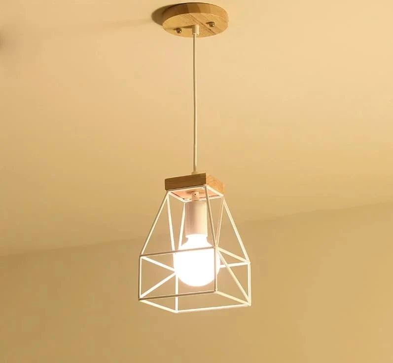 Wisząca lampa klatkowa Fender Vintage z drewna i żelaza