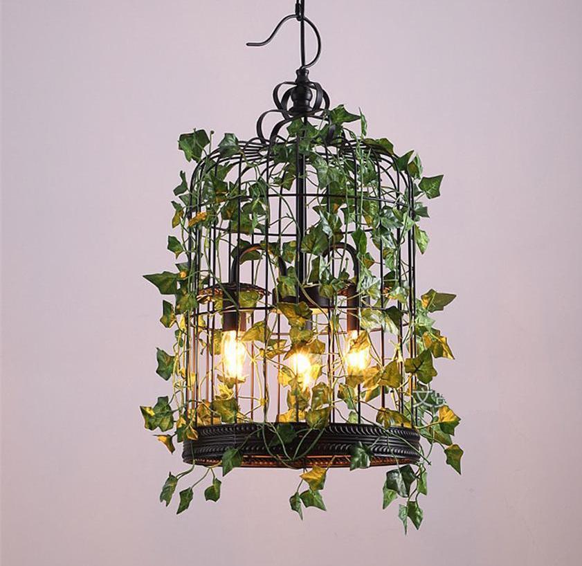Lámpara colgante industrial vintage estilo jaula de pájaro Emory de metal pintado