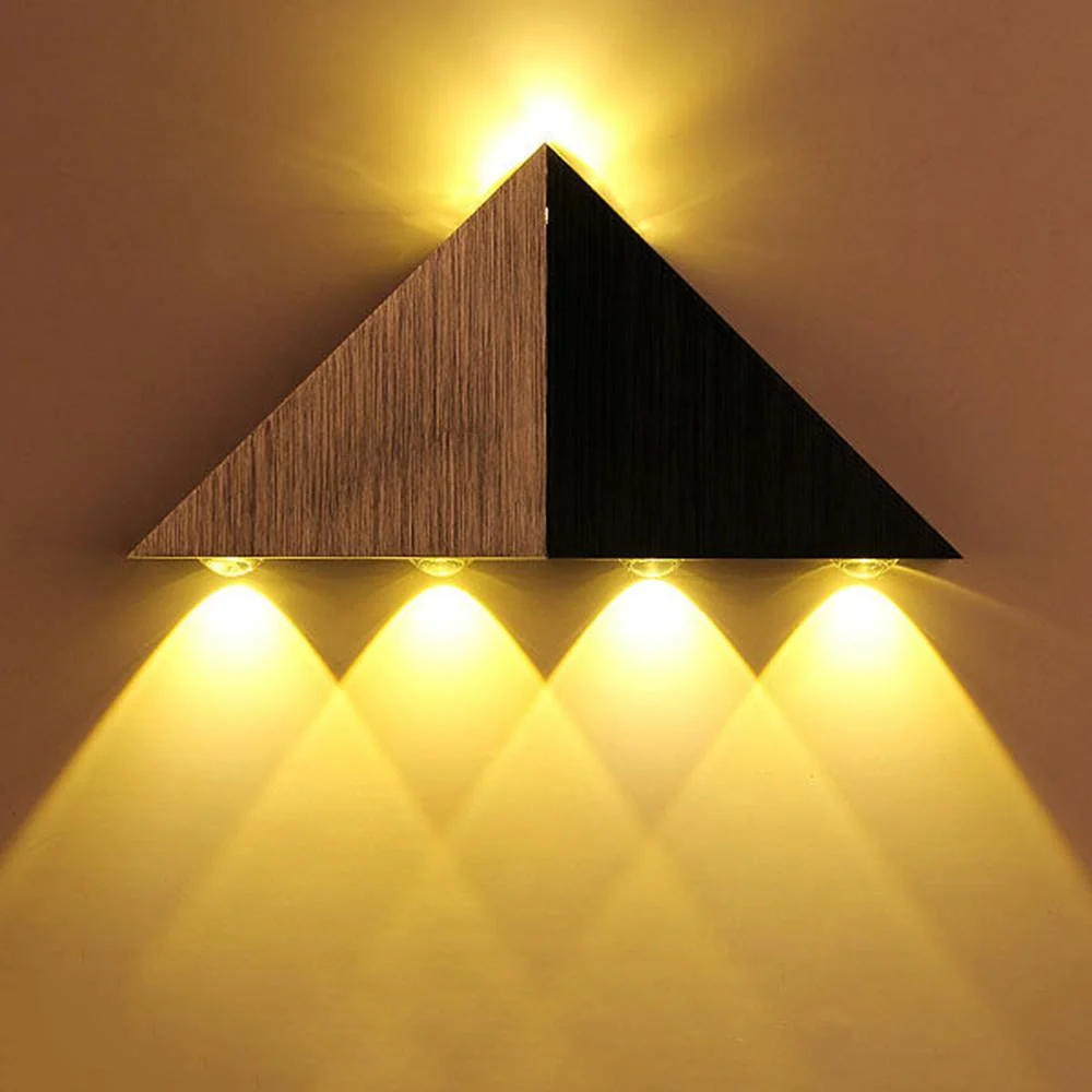 Modern LED Triangle Wall Lamp Made from Aluminum Iron and Crystal