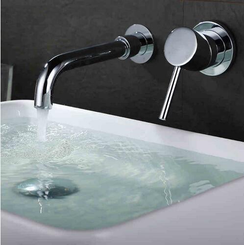 Modern Brass Wall Mounted Faucet, Two Piece Single Hole Design