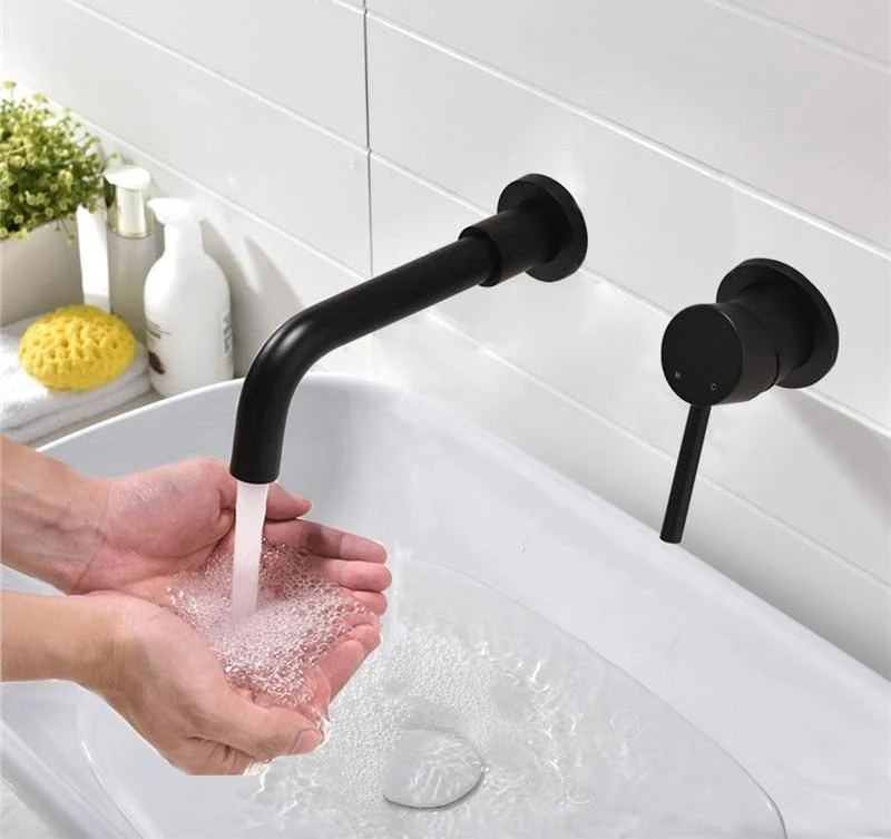 Modern Brass Wall Mounted Faucet, Two Piece Single Hole Design