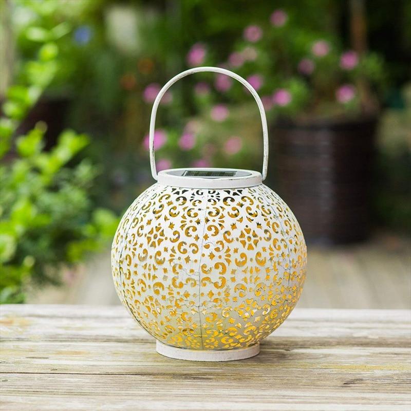 Bode Round Solar Hanging Shadow Cast Lantern in Stainless Steel