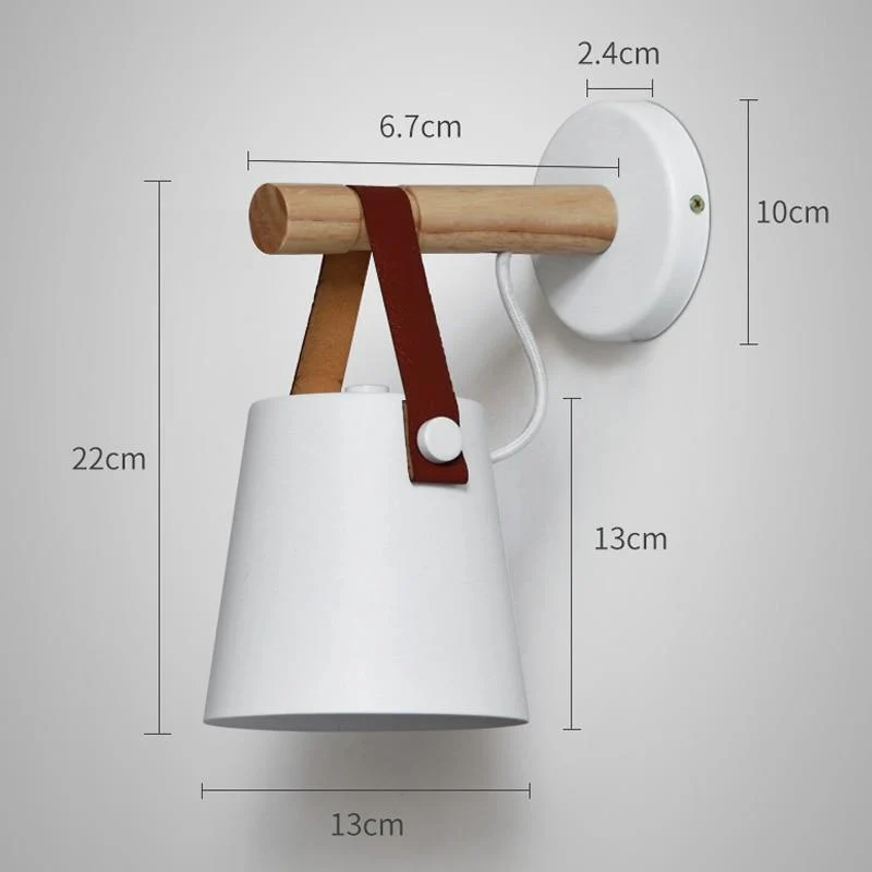 Nordic Hanging Wall Lamp with Iron and Wood Lantern Body