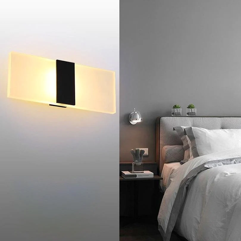 Modern LED-vägglampa i akrylremsa med kallt eller varmt vitt ljus