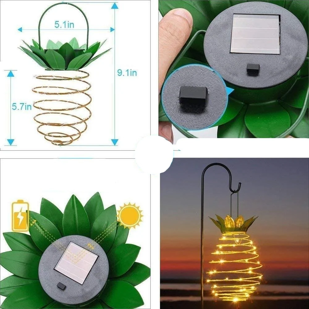 Suspension lumineuse LED ananas avec ampoules blanc chaud pour le jardin