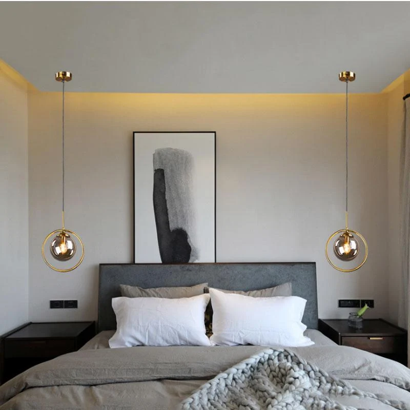 Silvana Modern Ring Pendant Light in Glass and Iron