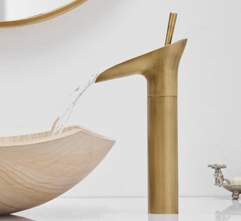Luxury Oriental Waterfall Faucet in Premium Brass, Single Lever