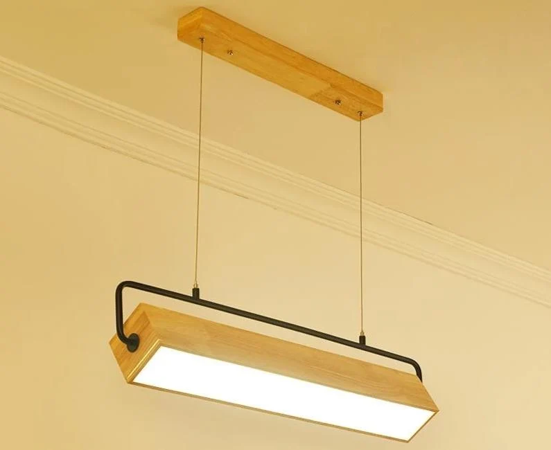 Adelbert Adjustable LED Hanging Lamp in Iron and Eco-Friendly Wood