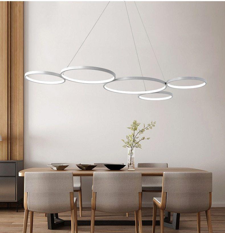 Gleam Minimalist Art Deco Hanging Light in Acrylic, Aluminum and Stainless Steel