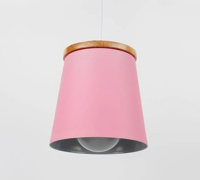 Modern Nordic Drop Down Lamp in Rubber Wood and Metal