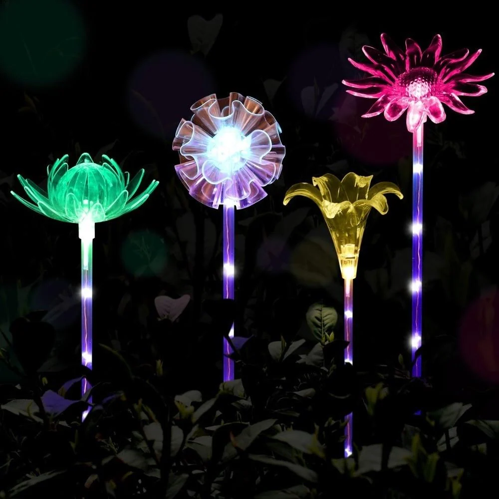 LED-puutarhavalot lilja-, lootus-, auringonkukka- ja voikukkamalleina