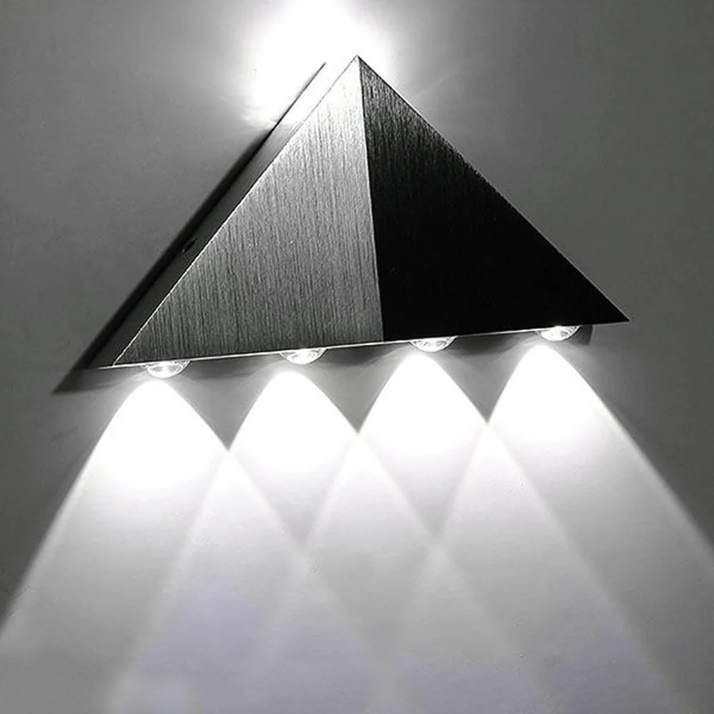 Modern LED Triangle Wall Lamp Made from Aluminum Iron and Crystal