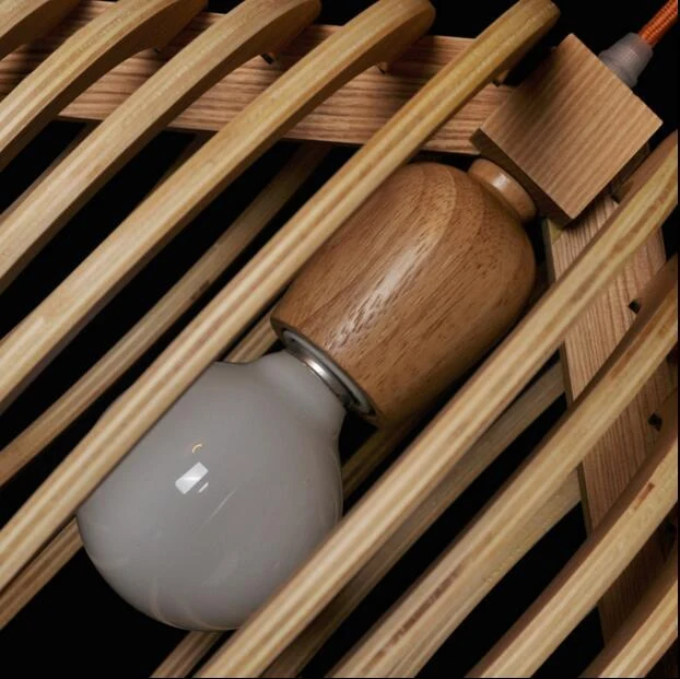 Indre Art Deco Modern Drop Pendant Light i lackad trä