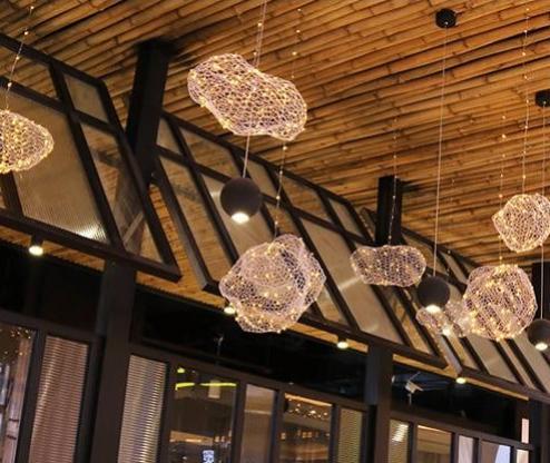 Amica Modern Art Deco Star Light Dotted Cloud Lamp in Hand-Molded Iron