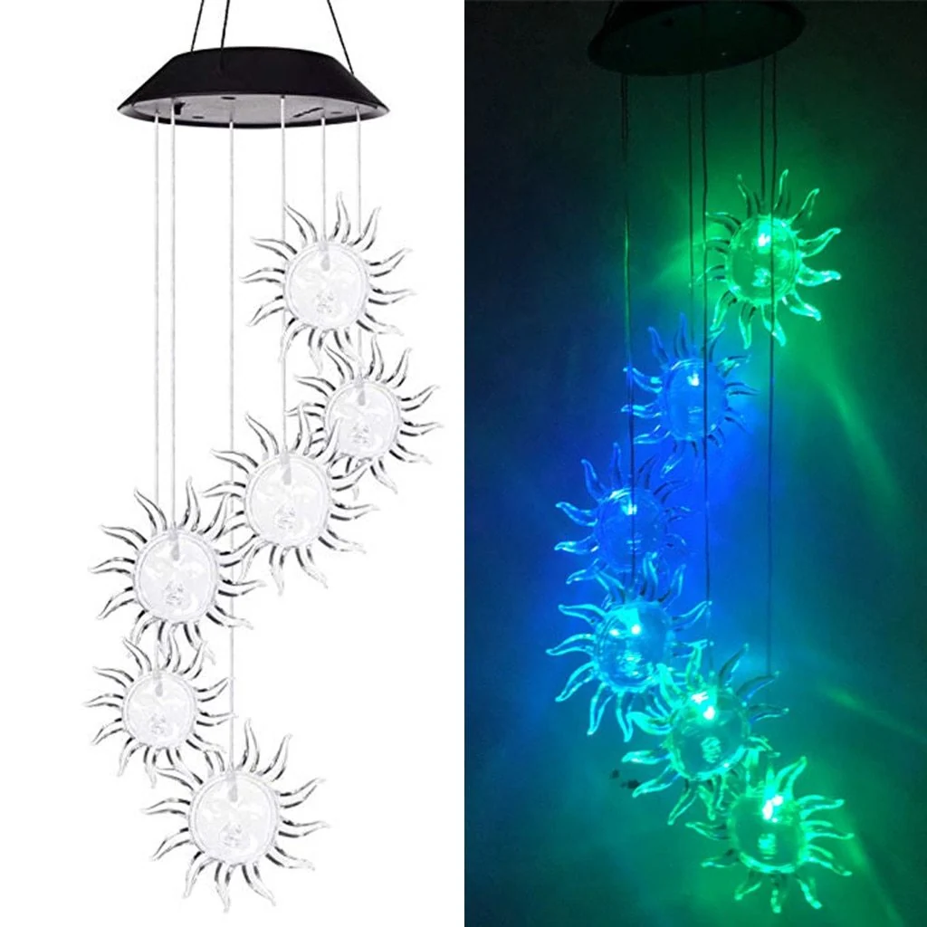 LED-aurinkokäyttöiset tuulikellovalot rauhalliseen, valaistuun kuistiin