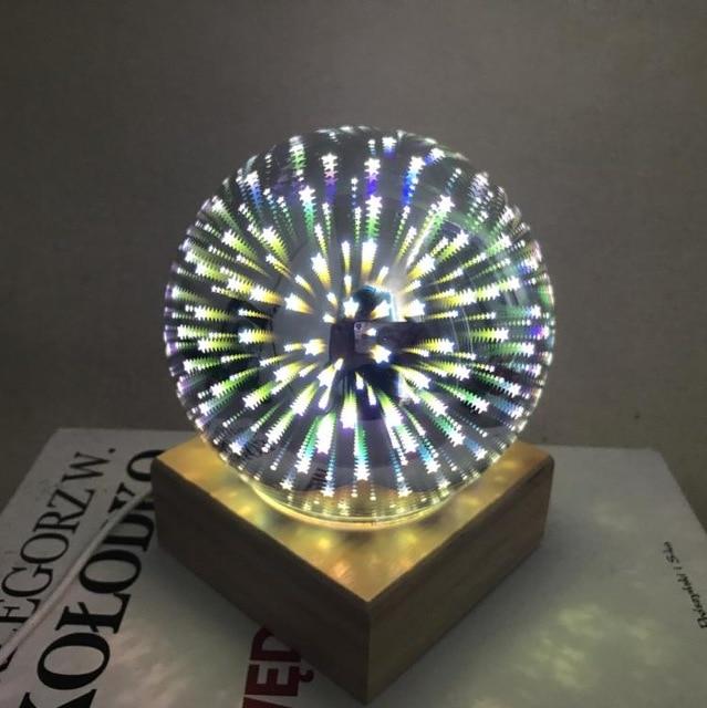 Luminária Noturna Bola de Cristal Art Déco Moderna em Vidro e Madeira