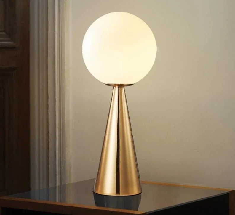 Quinn Cone Table Lamp in Metal and Glass, 19 Inch High