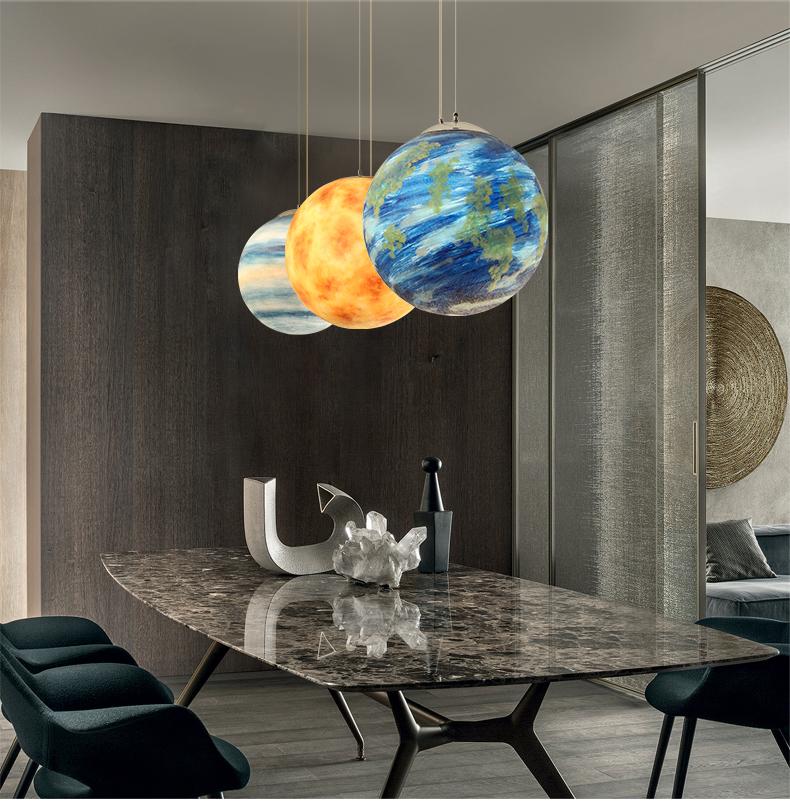 Milky Way Galaxy Pendant Lamp in Resin for Large Spaces