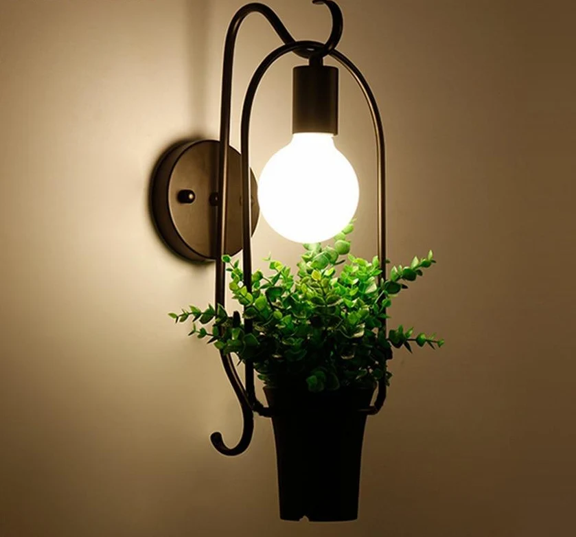Brielle Modern Nordic Planter Wall Lamp in Painted Iron