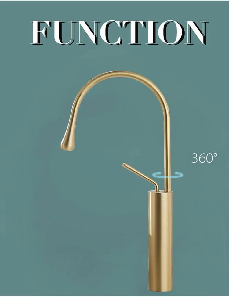 Raffeto Brass Crane Bathroom Faucet in 18 Inch and 15 Inch Heights