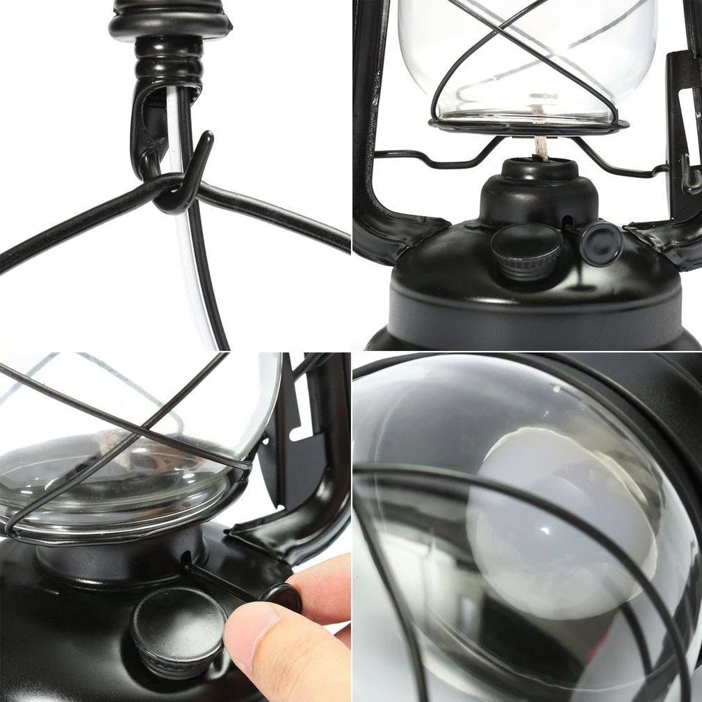 Vintage Lantern Style Wall Mount Lamp with LED Bulbs and Mounting Accessories