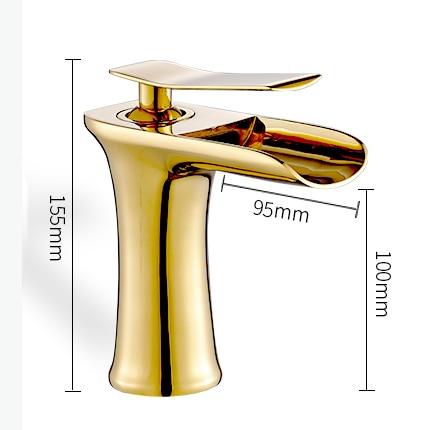 Rubinetto monocomando per lavabo a cascata in ottone con finitura cromata