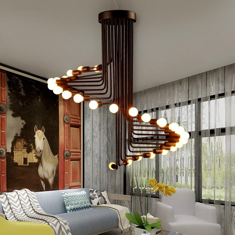 Ava Modern Nordic Spiral Chandelier in Polished Iron