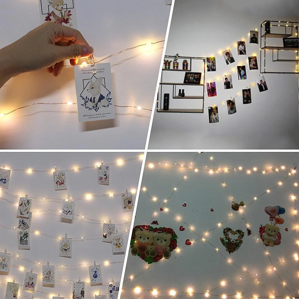 LED-lyssnor med fotoclips i varm hvid