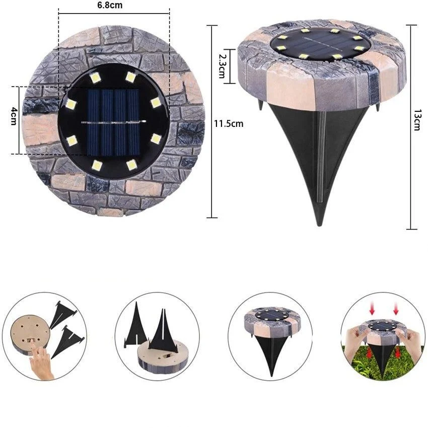 Stone Solar Pathway Light with ABS Plastic Finish for Calm Garden Borders