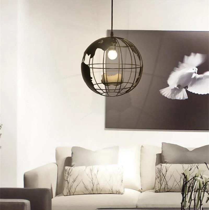 Modern Nordic World Globe Hanging Light in Two Diameter Sizes