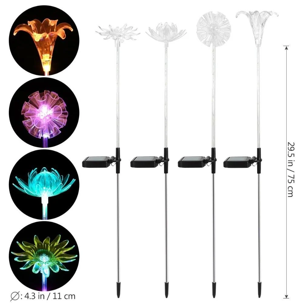 LED-blomsterlampor för trädgård i lilje-, lotus-, solros- och maskrosstil