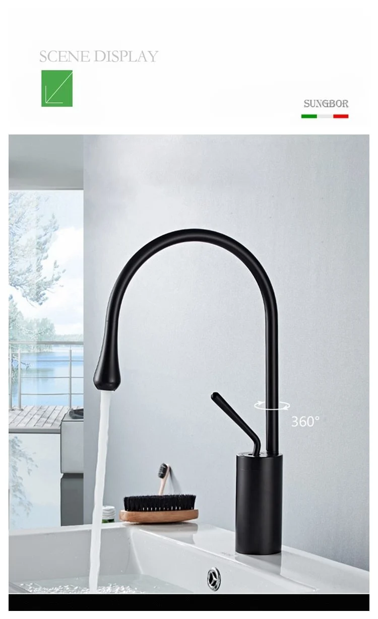 Raffeto Brass Crane Bathroom Faucet in 18 Inch and 15 Inch Heights