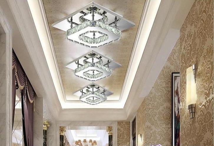 Lustre Cesar em Cristal, Aço Inox e Acrílico