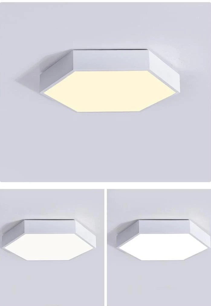 Hex Ceiling Light Flush Mount LED in Iron and Acrylic, 11.8 Inches