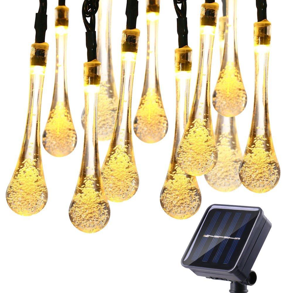Solar Droplet Bulb String Light for Garden Ambience with LED Bulbs