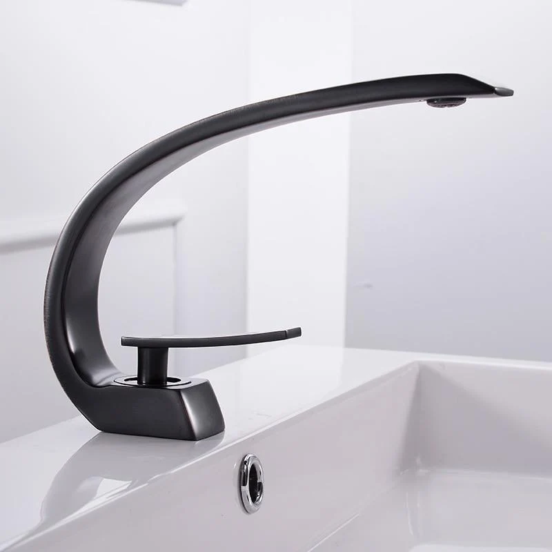 Modern Crane Design Single Handle Basin Faucet in Solid Brass