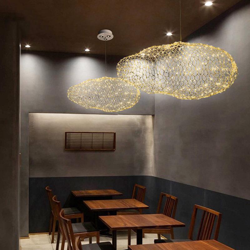 Amica Modern Art Deco Star Light Dotted Cloud Lamp in Hand-Molded Iron