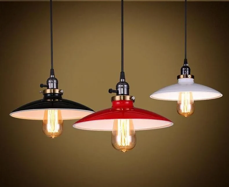 Zelus Vintage Retro Metal Shade Hanging Lamp With Bulb Included