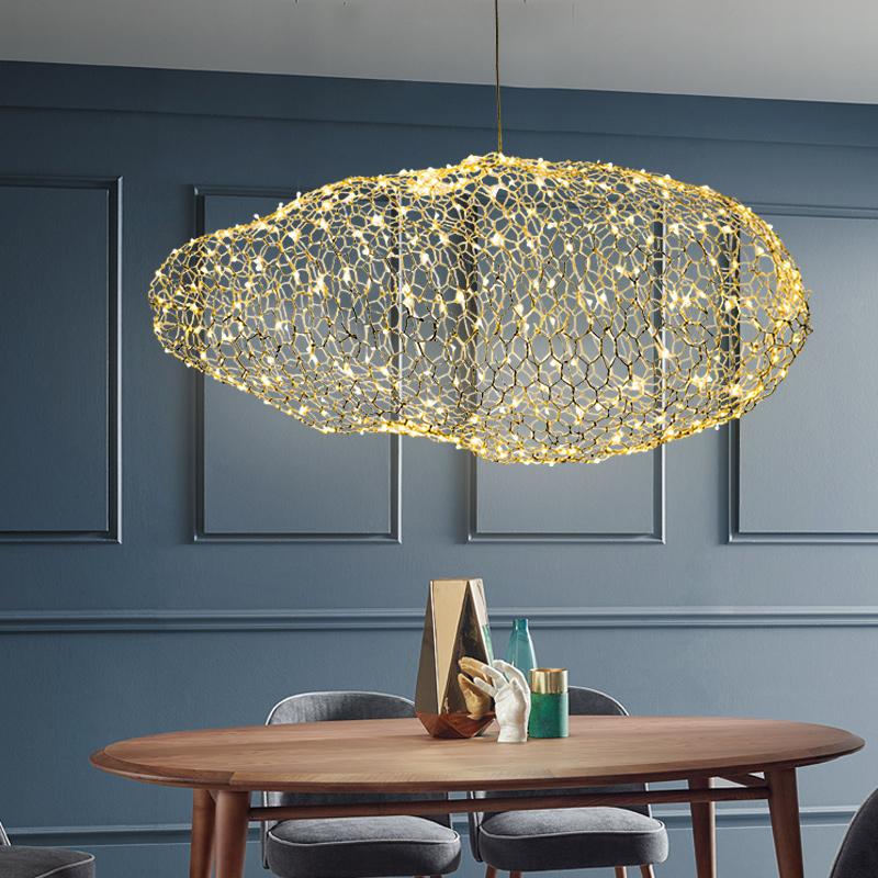 Amica Modern Art Deco Star Light Dotted Cloud Lamp in Hand-Molded Iron