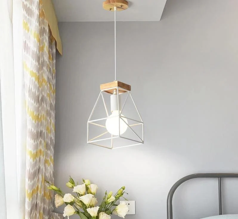 Wisząca lampa klatkowa Fender Vintage z drewna i żelaza